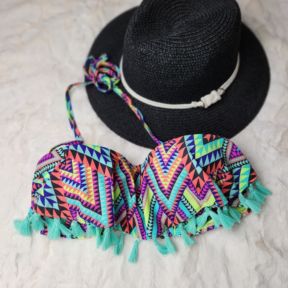 Target BoHo Tassel Bikini Top, Size 34 B